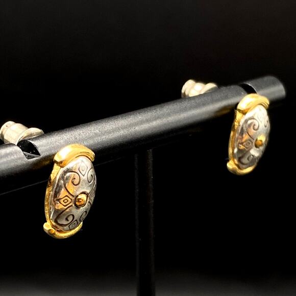 Retired GOLDEN GATE BRIGHTON Mini Post Earring Mixed Silver Gold Plated Studs - Picture 3 of 5